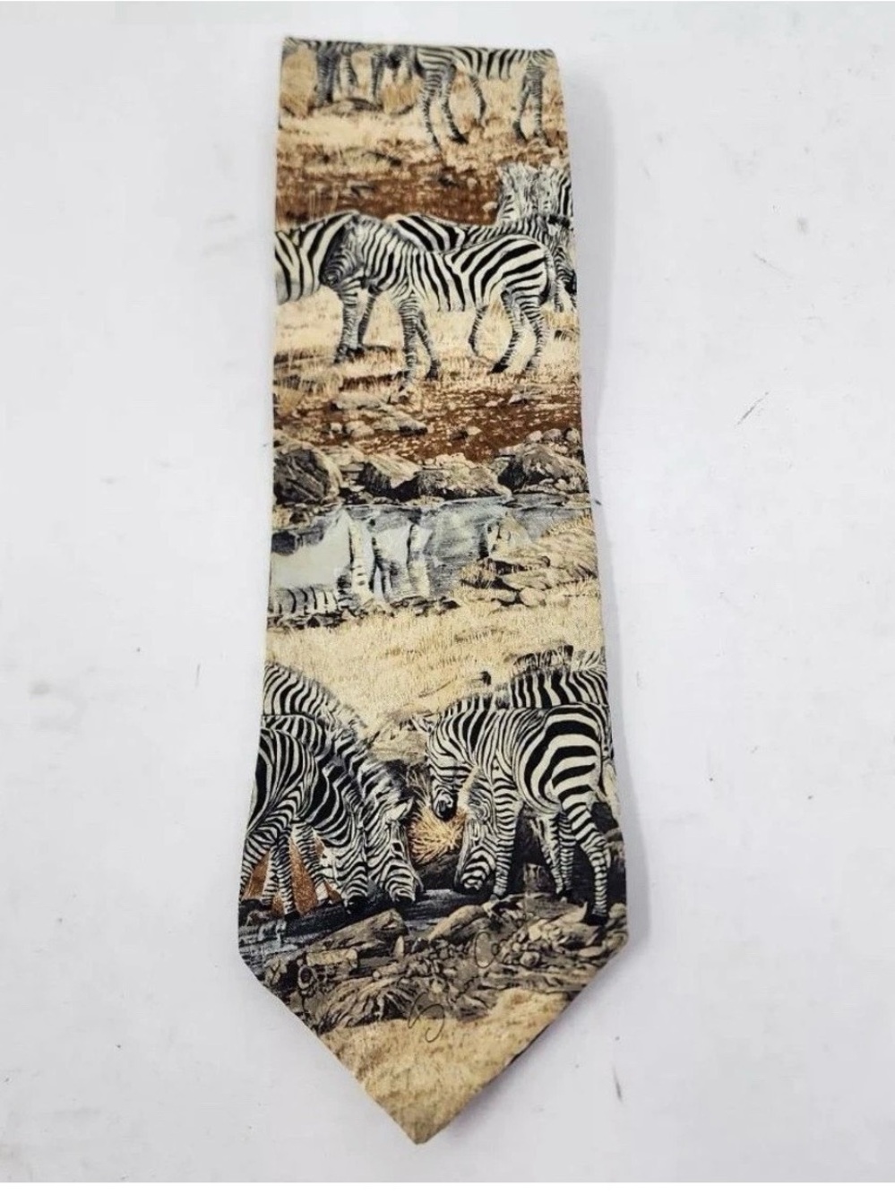 Endangered Species Zebra Natura Print Savannah Silk Novelty Men's Neck Tie